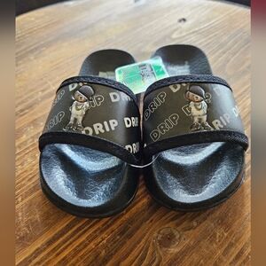 Kids Black Slide Sandals